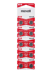 Maxell 10-Pieces (A76) LR44 AG13 Alkaline Button Cell Hg 0% 1.5V Batteries