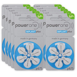 PowerOne 60-Pieces (IMPLANT PLUS) (Size 675) 1.45V Hearing Aid Batteries