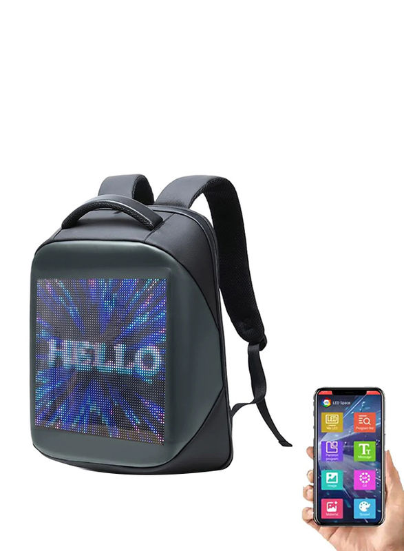 Crony B002 Novelty LED Smart Style Laptop Backpack, Black/Navy Blue