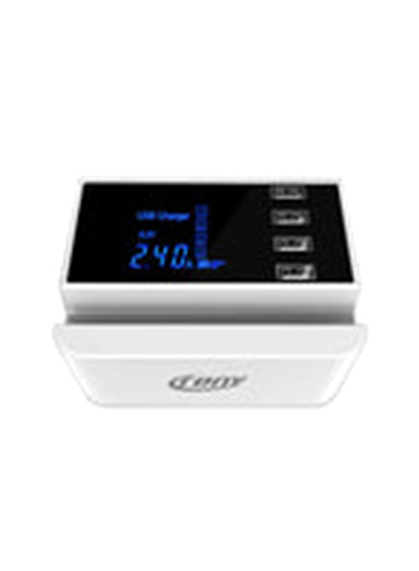 Crony CDA26 4-USB Port Charger Adapter with LED Display, Multicolour