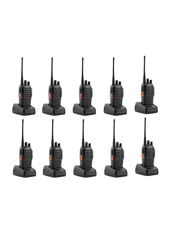 Baofeng 10 Piece Handheld Two Way Radio Walkie Talkie With Battery & Charger, BF-888S, Black