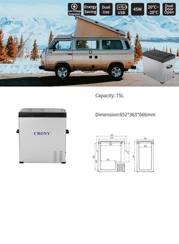 Crony C75 Car Refrigerator 75L Dc Ac Car Cooler Portable Compressor Small Refrigerator