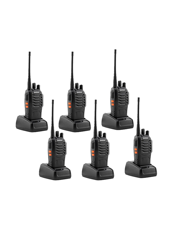 Baofeng 6 Piece Handheld Two Way Radio Walkie Talkie With Battery & Charger, BF-888S, Black