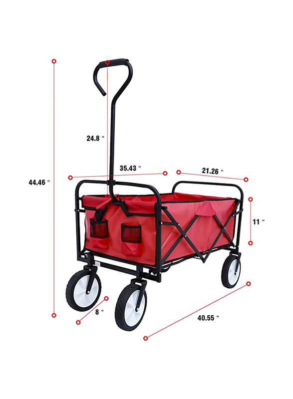 Kaito TC3015 Folding Heavy Duty Collapsible Folding Wagon Utility Shopping Cart, Red