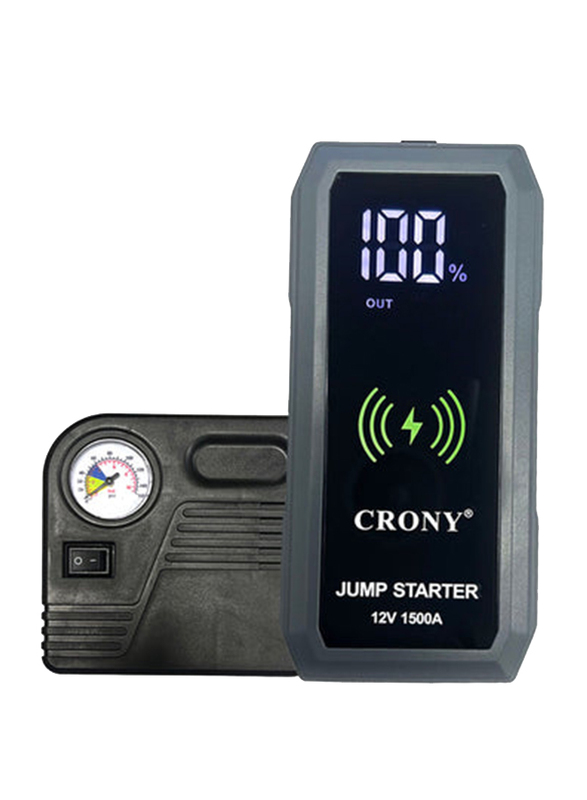 Crony S606+Air Super Jumper Starter 12V Auto Car Battery Portable Jump Starter Power Station With Wireless Charging Function , 2 Pieces