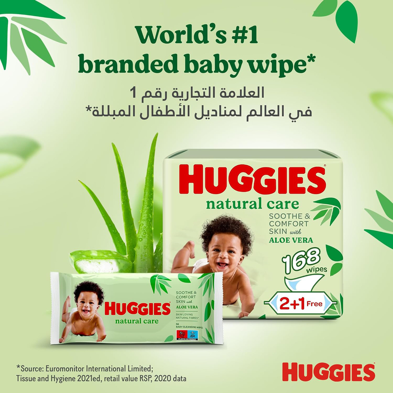 Huggies 672-Piece Natural Care Aloe Vera Baby Wipes, White