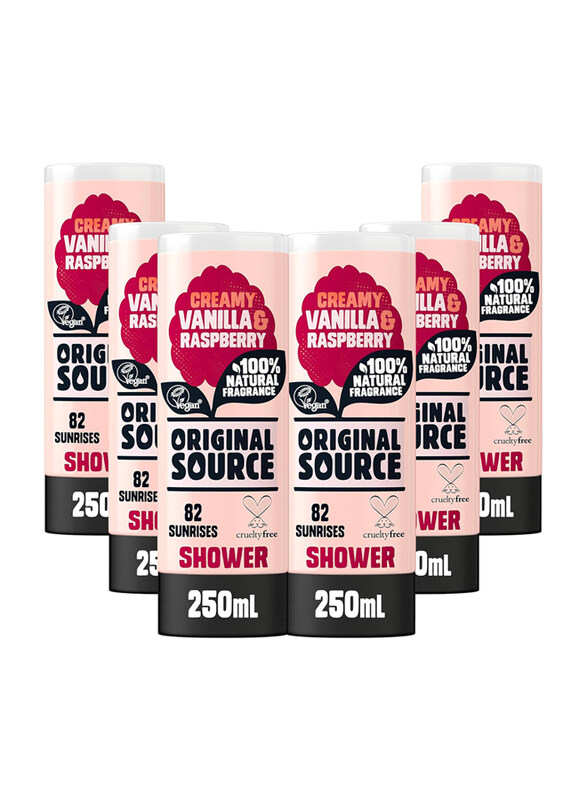 Original Source Vanilla & Raspberry Shower Gel, 6 x 250ml