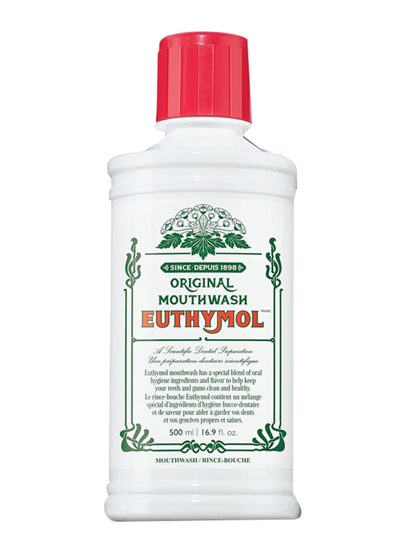 Euthymol Original Fresh Breath Toothpaste Flavour Natural Oral Mouthwash, 500ml