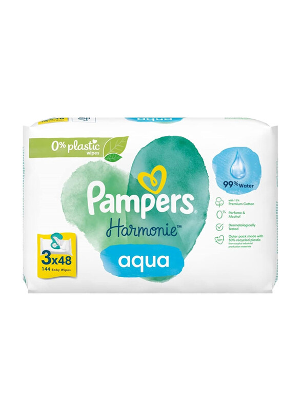 

Pampers 144-Piece Harmonie Aqua Baby Wipes, White