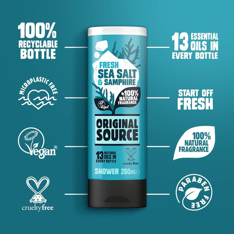 Original Source Sea Salt & Samphire Vegan Shower Gel, 6 x 250ml