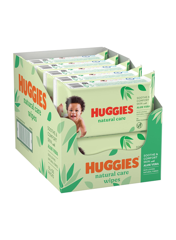 Huggies 560-Piece Natural Aloe Vera Baby Wipes, White