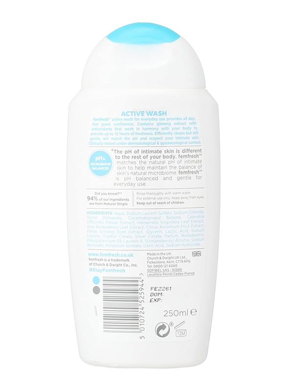 Femfresh Ultimate Care Active Ph Balanced Feminine Wash with Energising Ginseng and Antioxidants, 250ml