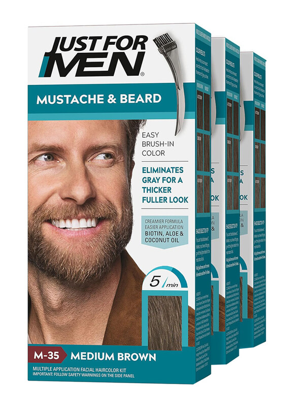 

Just For Men Mustache & Beard Brush In Color Gel, 3 x 1 Oz, Medium Brown