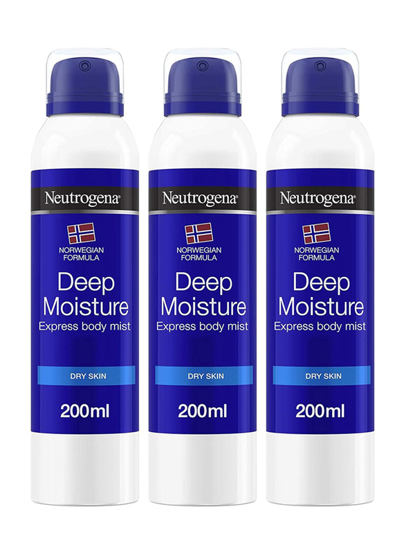 Neutrogena Norwegian Formula Deep Moisture Express Body Mist, 3 x 200ml