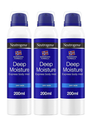 Neutrogena Norwegian Formula Deep Moisture Express Body Mist, 3 x 200ml