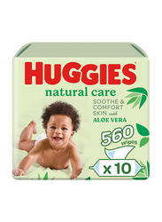 Huggies 560-Piece Natural Aloe Vera Baby Wipes, White