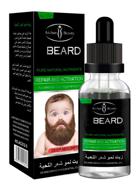 Aichun Beauty Men's Beard Grow Oil Facial Hair Supplement Vitamins