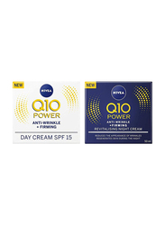 Nivea Q10 Power Spf 15 Anti-Wrinkle Face Day & Night Cream, 2 x 50ml