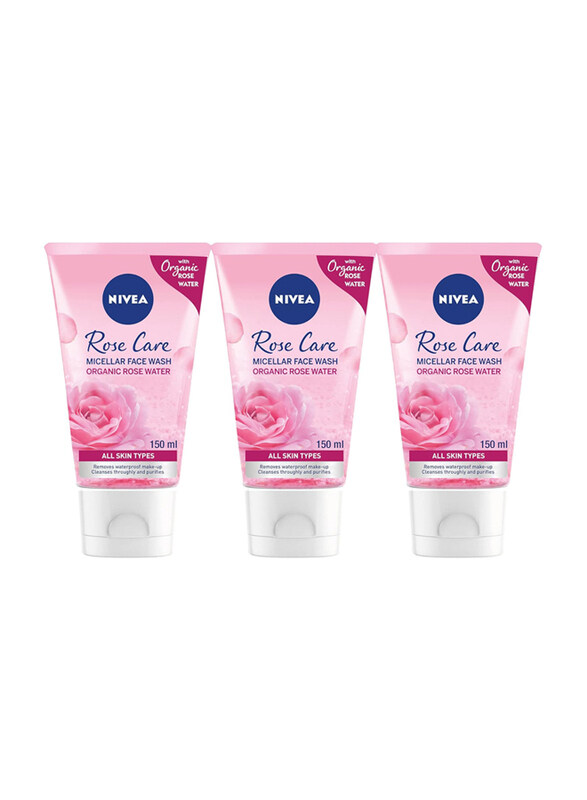 

Nivea Micellar Cleansing Rose Care Face Wash with Organic Rose, 3 x 150ml