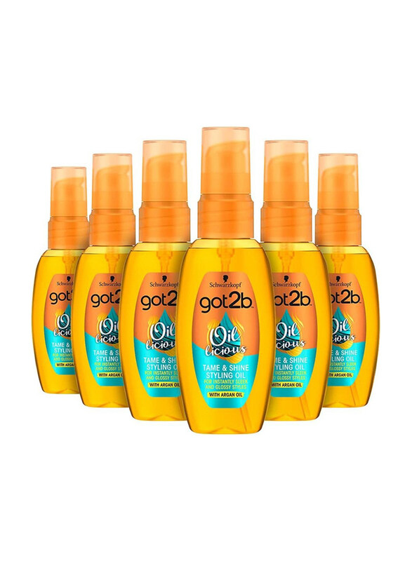 

Schwarzkopf Got2b Oil-Licious Styling Hair Oil with Argan Oil for Shine, Tames, Frizzy & Dry Hair, 6 x 50ml