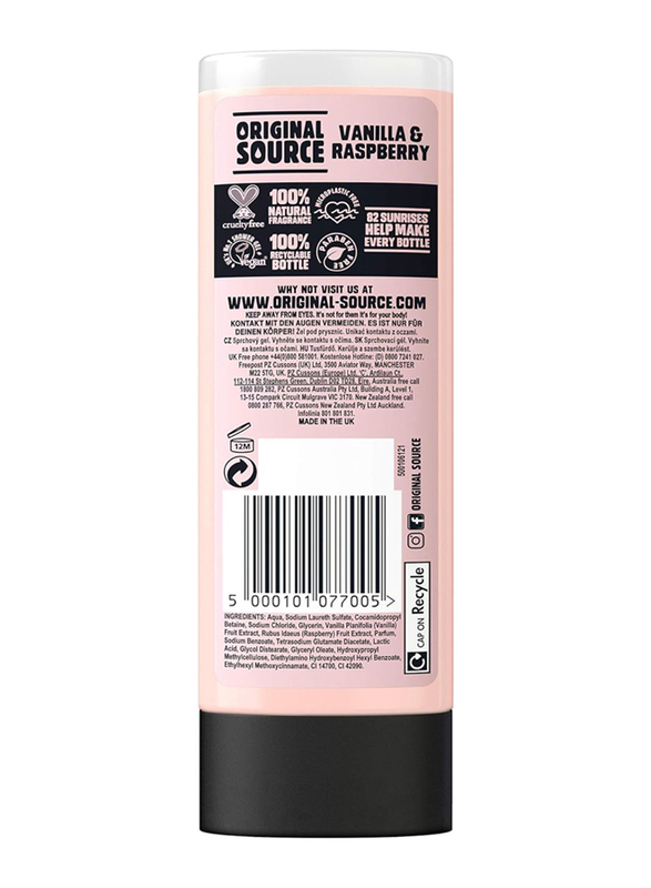 Original Source Vanilla & Raspberry Shower Gel, 6 x 250ml