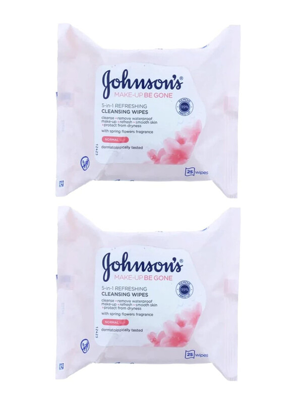 

Johnson's Face Care Make Up Be Gone Refreshing Wipes, 2 x 25 Wipes