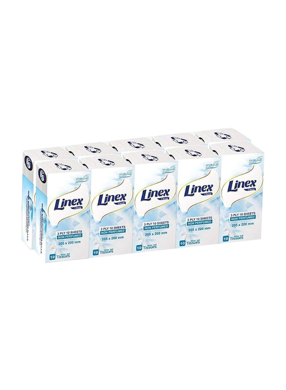 

Linex Classic Pocket Tissues, 3 Ply x 10 Sheet, 10 Pieces, Multicolour