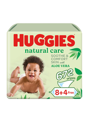 Huggies 672-Piece Natural Care Aloe Vera Baby Wipes, White