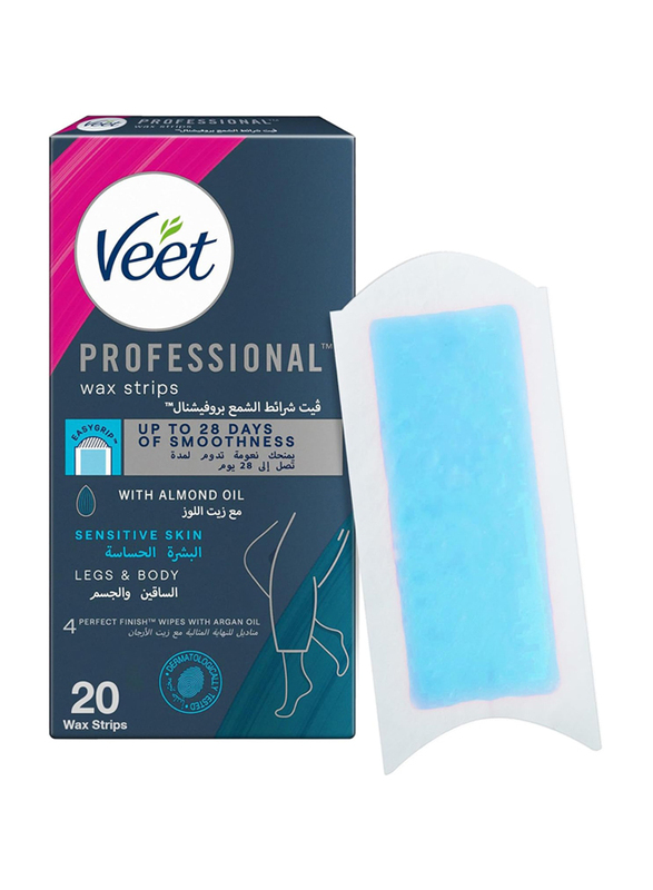 

Veet Professional Hair Removal Easy-Gel Legs & Body Wax Strips With Almond Oil For Sensitive Skin, 20 Strips