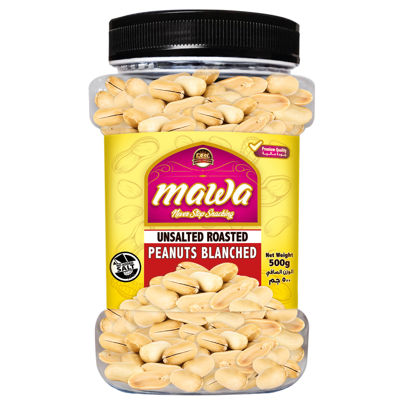 MAWA Unsalted Roasted Peanuts Blanched Jar 500g (Plastic Jar)