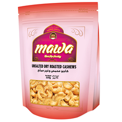 MAWA Unsalted Dry Roasted Cashews 225g (Pink Pouch)