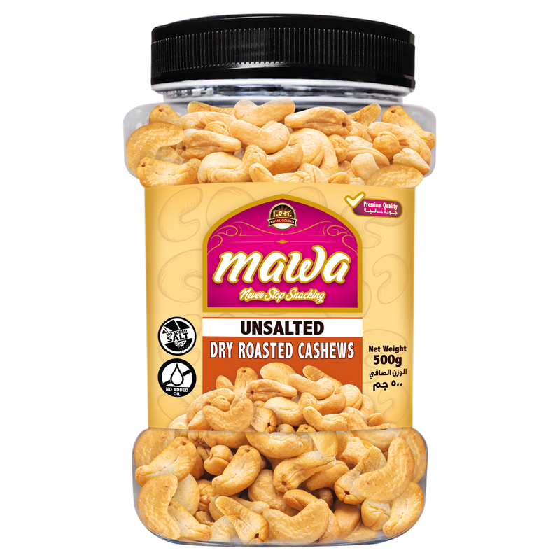 Mawa Unsalted Dry Roasted Cashews 500gms Jar