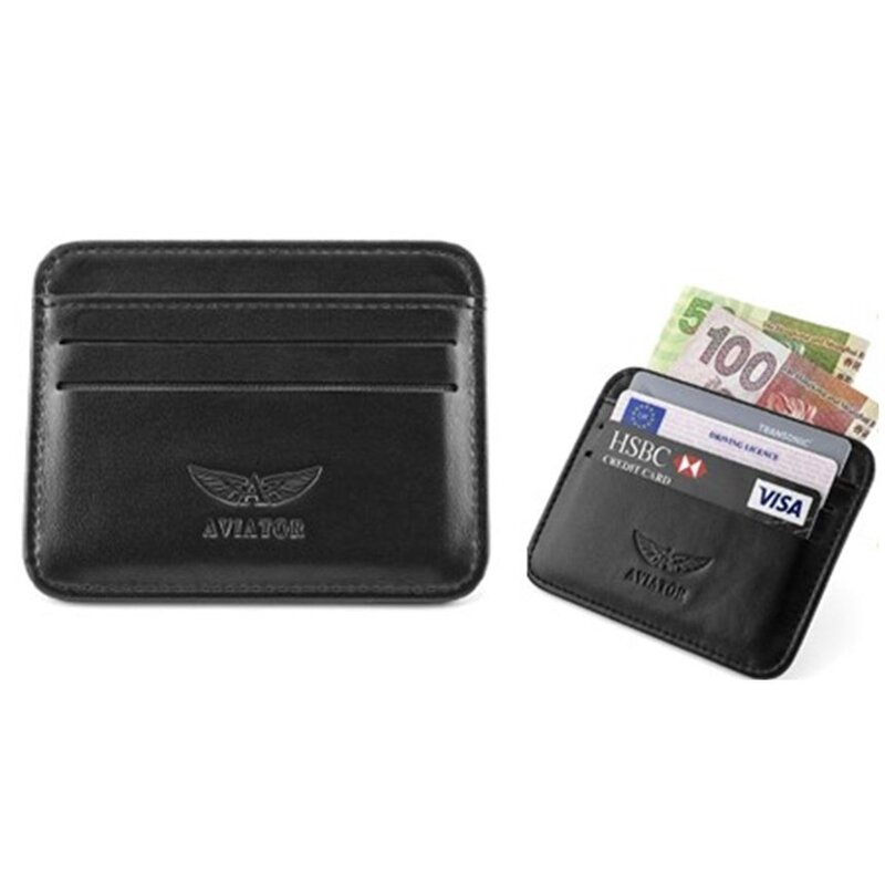 AVIATOR Credit card Leather Wallet Black