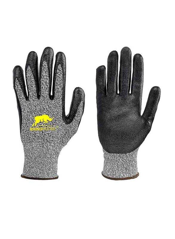 

Rhinomotive Safety Gloves with Versatile Cut Resistant, R1308, Black/Grey, Large