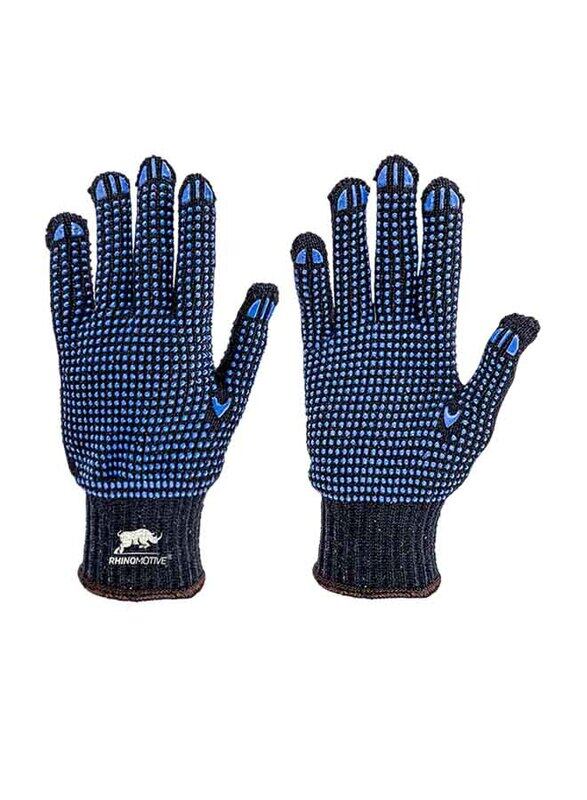 

Rhinomotive Safety Gloves with Heavy Duty Double-Sided Dots, R1305, Blue, Size 10