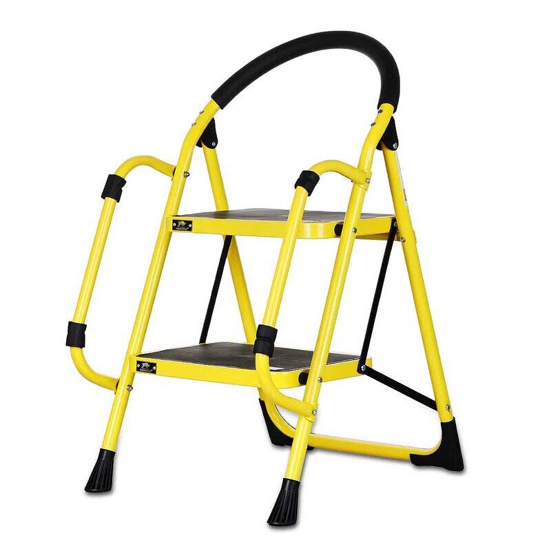 

RHINOMOTIVE - Heavy Duty Steel Ladder 2 Steps With Handrail Yellow