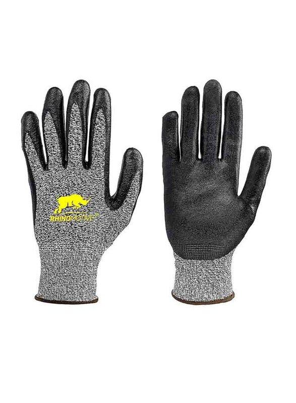 

Rhinomotive Safety Gloves with Versatile Cut Resistant, R1306, Black/Grey, Small