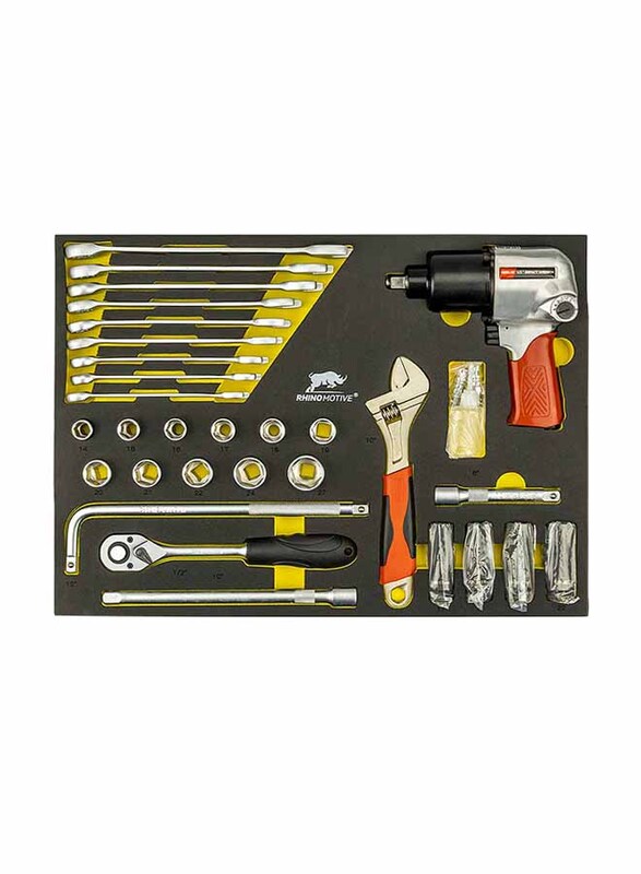 

Rhinomotive 30 Piece Automotive Wrenches & Socket Tool Set, R3129, Multicolour