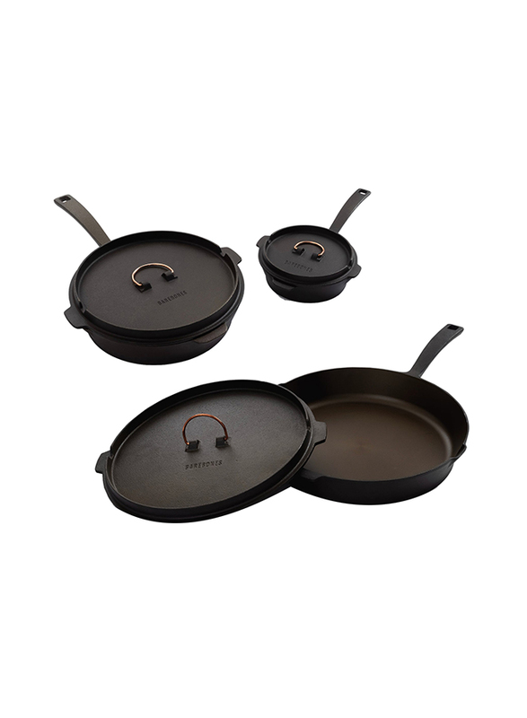 Barebones 12-inch All-in-One Cast Iron Skillet, Black