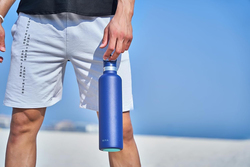 Moya 1 Ltr "Coral Reef" Insulated Sustainable Water Bottle with Spout Lid, Navy Blue