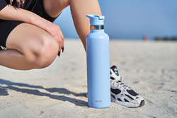 Moya 1 Ltr "Coral Reef" Insulated Sustainable Water Bottle with Spout Lid, Powder Blue