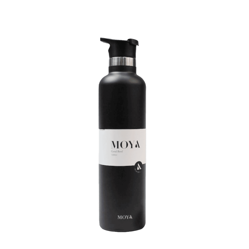 Moya "Coral Reef" 1L Insulated Sustainable Water Bottle Black