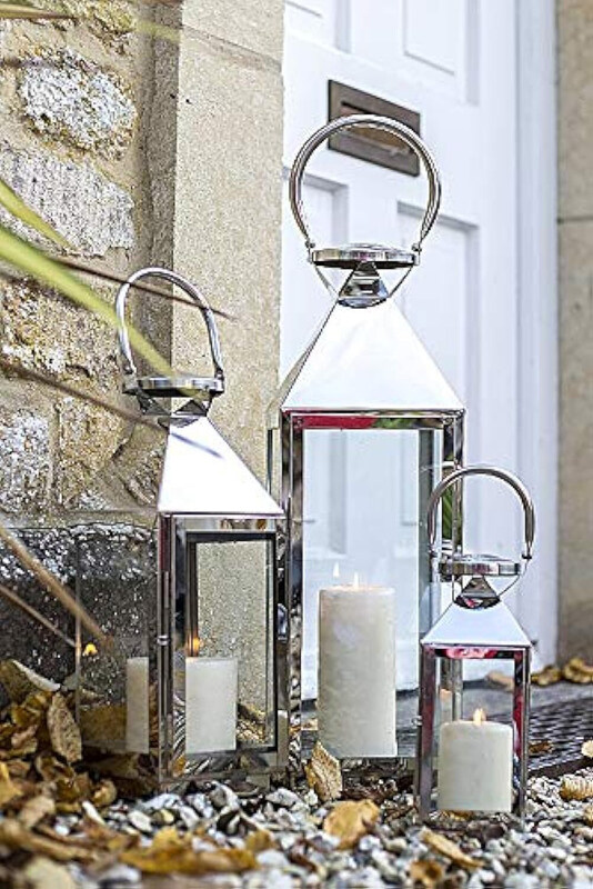 

La Hacienda Palma Lantern, Medium, Silver