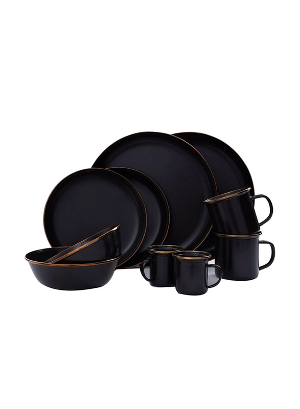 

Barebones 2-Piece Enamel Salad Plate Set, Charcoal Dark Grey