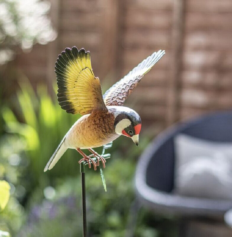 

La Hacienda Metal Inquisitive Goldfinch on Stake, Multicolour
