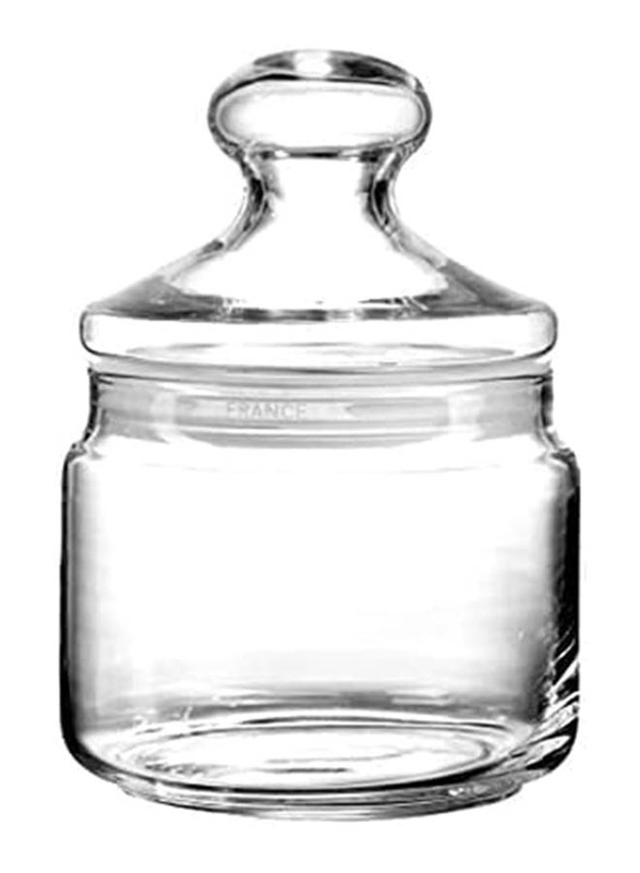 Potclub Glass Storage Jar with Push-Top Lid, 500ml, Clear