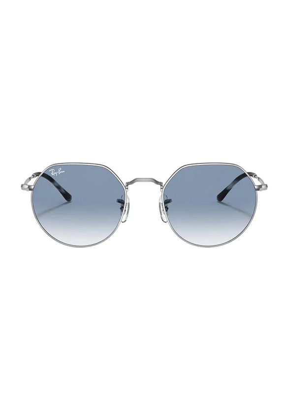 Ray-Ban Full Rim Jack Round Silver Unisex Sunglasses, Blue Gradient Lens, RB3565, 53/20/145