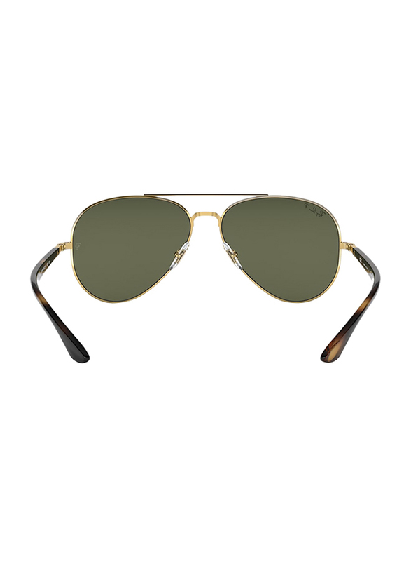 Ray-Ban Polarized Full Rim Arista Gold Medium Polarized Pilot Arista Gold Unisex Sunglasses, Green Lens, RB3675, 58/14/135