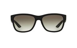 PRADA Rectangle Black Rubber Sunglasses-SPS03Q DG0-0A7 57