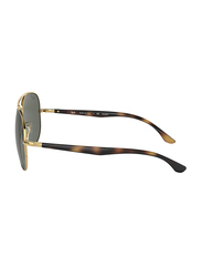 Ray-Ban Polarized Full Rim Arista Gold Medium Polarized Pilot Arista Gold Unisex Sunglasses, Green Lens, RB3675, 58/14/135